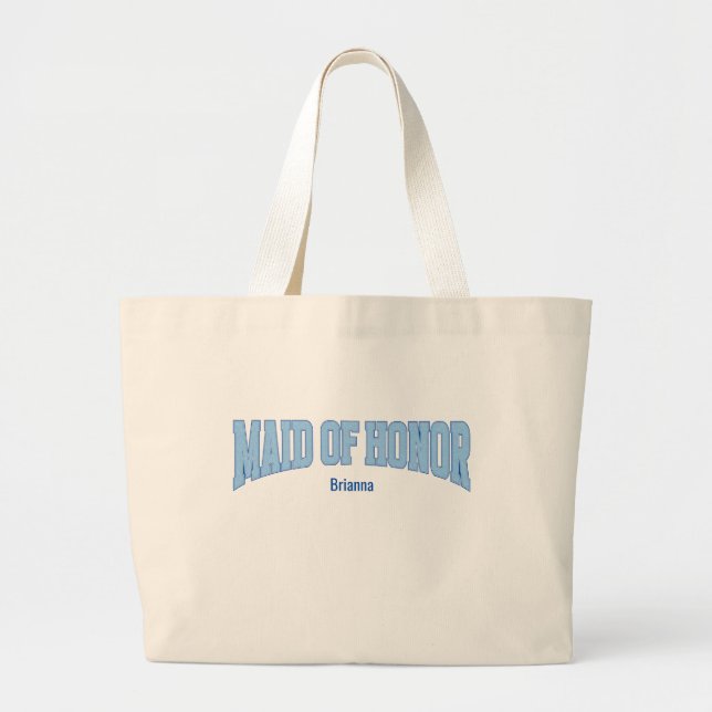 Grand Tote Bag Navy + Blue Faux Glitter MAID OF HONOR (Devant)