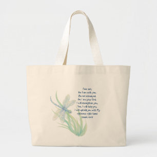Grand Tote Bag Ne craignez pas, Écriture Isaïe libellule Bleu, Ve