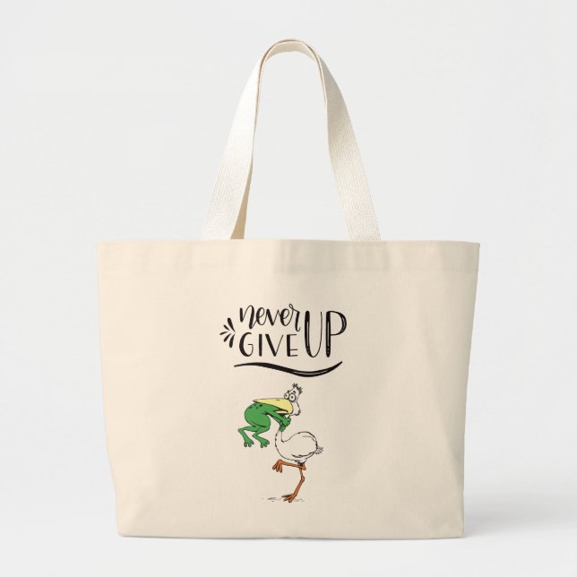 Grand Tote Bag Ne jamais renoncer à la grenouille Choquant l'oise (Devant)