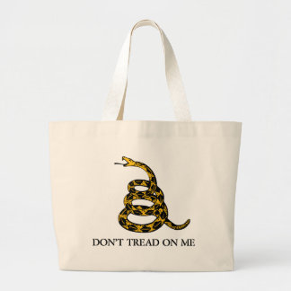 Grand Tote Bag ne marchez pas sur moi - le libertaire de drapeau