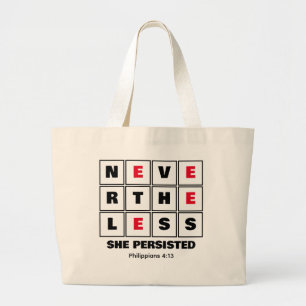 Grand Tote Bag NÉANMOINS, ELLE A PERSISTÉ À L'Inspirationnelle ch