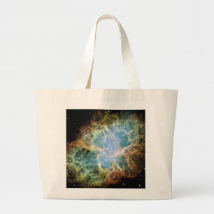 Grand Tote Bag Nébuleuse de crabe turquoise