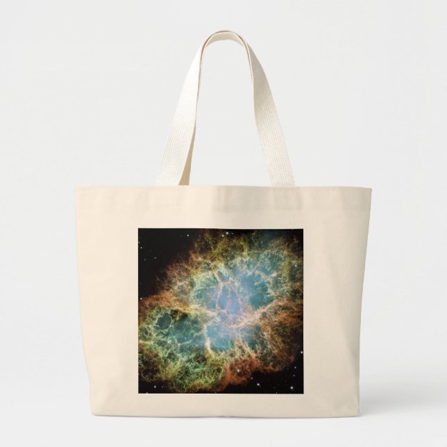 Grand Tote Bag Nébuleuse de crabe turquoise (Devant)