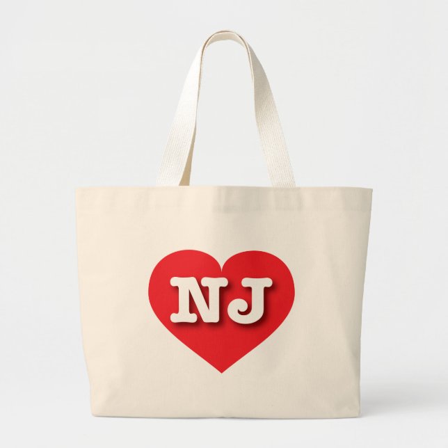Grand Tote Bag New Jersey Red Heart - J'aime NJ (Devant)