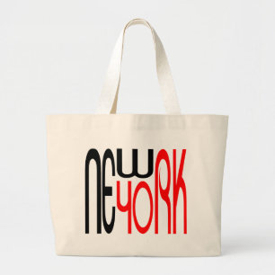 Grand Tote Bag New-York-Black-Red Typography