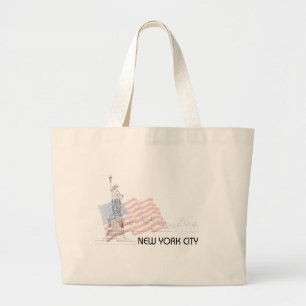Grand Tote Bag New York - Drapeau de la Statue de la Liberté USA
