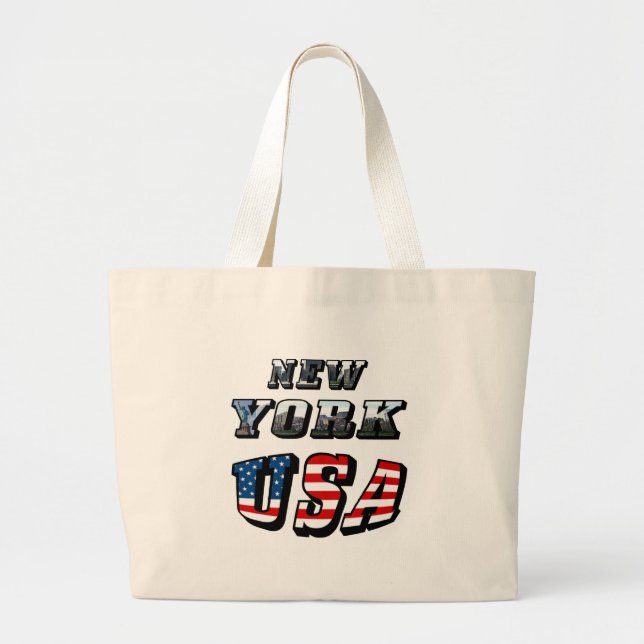 Grand Tote Bag New York Picture et USA Text (Devant)