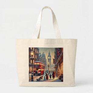 Grand Tote Bag Noël à Londres Big Ben & Londres festif