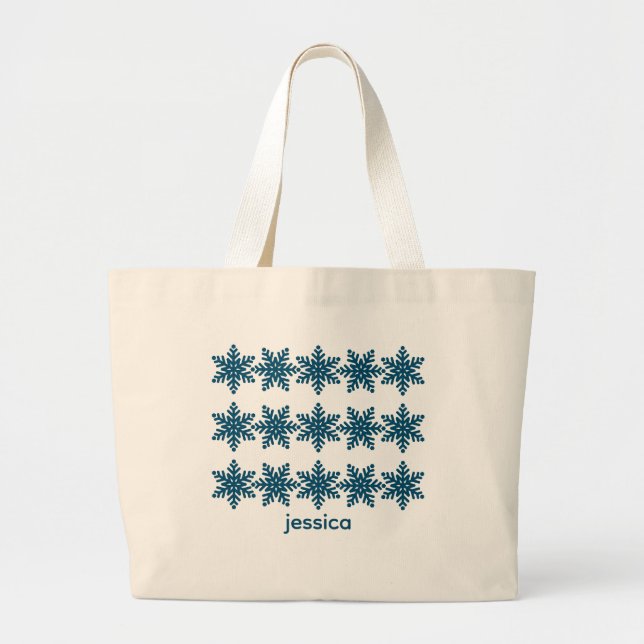 Grand Tote Bag Noël des snowflèches modernes (Devant)