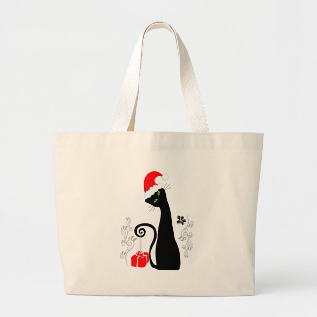 Grand Tote Bag Noël moderne Kitty (Devant)