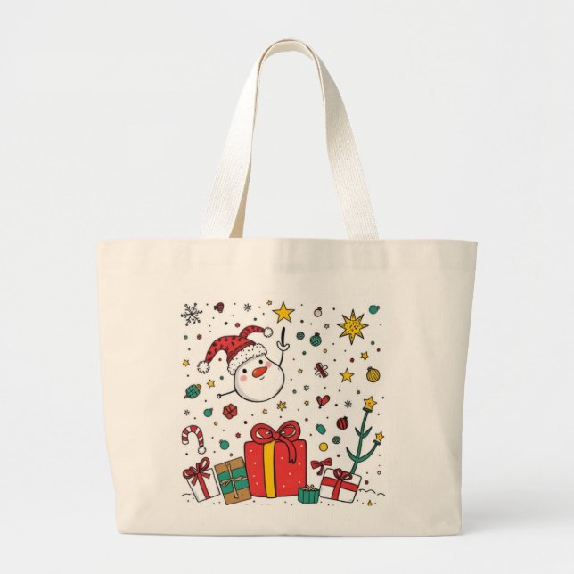 Grand Tote Bag Noël personnalisé (Devant)