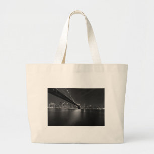 Grand Tote Bag Noir blanc New York City Skyline