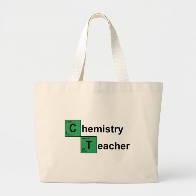 Grand Tote Bag Noir de professeur de chimie (Devant)
