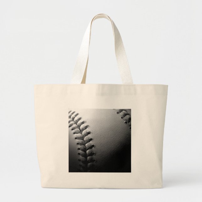 Grand Tote Bag Noir et blanc Gros plan de base-ball (Devant)