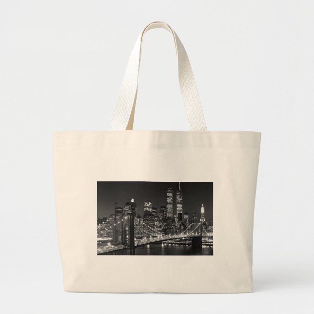 Grand Tote Bag Noir et blanc New York City (Devant)