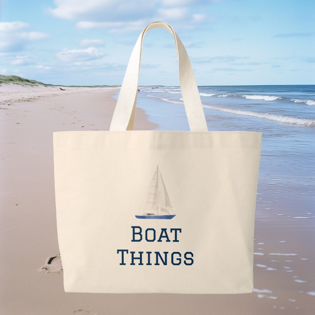 Grand Tote Bag Nom de bateau Choses de bateau  (Boat Things Tote Bag)