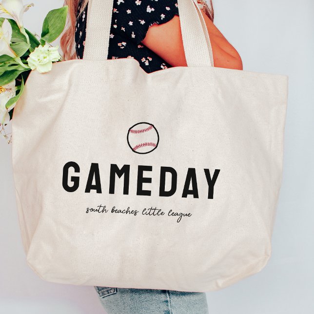 Grand Tote Bag Nom de la Ligue de baseball Personnalisé "Gameday" (Créateur téléchargé)