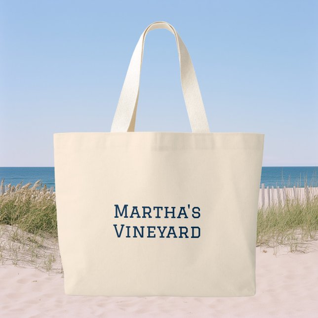 Grand Tote Bag Nom de lieu Vacances d'été   (Summer Vacation location name beach bag)