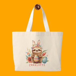 Grand Tote Bag Nom des oeufs de lapin lapin de Pâques