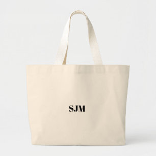 Grand Tote Bag Nom initial minimaliste de monogramme personnalisé