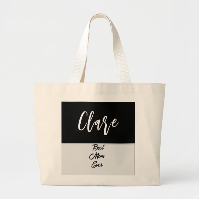 Grand Tote Bag nom personnalisé best Mom jour et plus 2B (Devant)