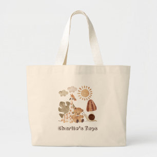 Grand Tote Bag Nom personnalisé Boho Woodland Jungle Animal