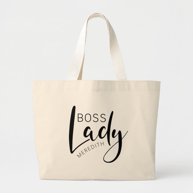Grand Tote Bag Nom personnalisé Boss Lady Logo (Devant)