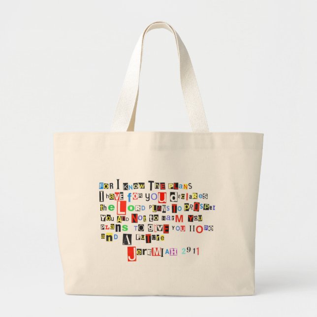 Grand Tote Bag Note de rançon de 29:11 de Jérémie (Devant)