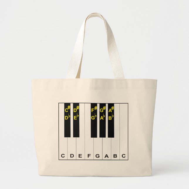 Grand Tote Bag Notes de piano (Devant)