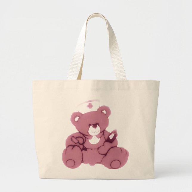 Grand Tote Bag Nourriture De L'Ours En Rose (Devant)