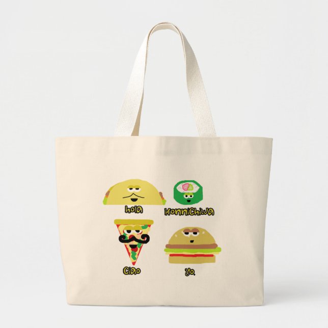 Grand Tote Bag Nourriture parlante (Devant)