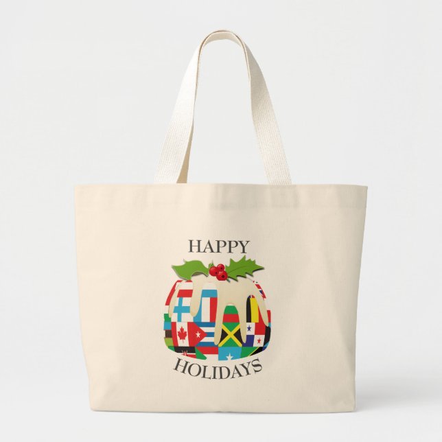 Grand Tote Bag Nouveauté | Pudding de Noël | DRAPEAUX MONDIAUX (Devant)