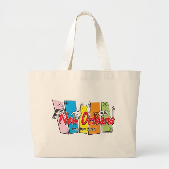 Grand Tote Bag Nouvelle-Orléans-Rétro (Devant)