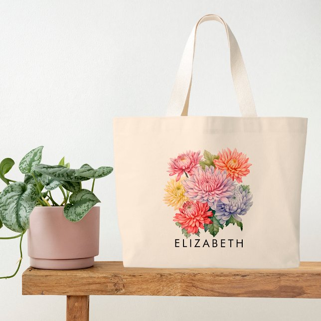 Grand Tote Bag Novembre Mois de naissance Fleur Cadeau personnali (Créateur téléchargé)