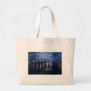 Grand Tote Bag Nuit étoilée de Van Gogh au-dessus du Rhône