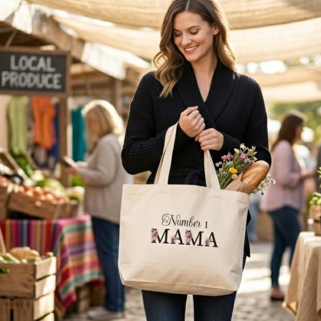 Grand Tote Bag Numéro 1 Maman (Créateur téléchargé)