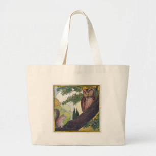 Grand Tote Bag O est l'ancien hibou qui est assis dans un arbre