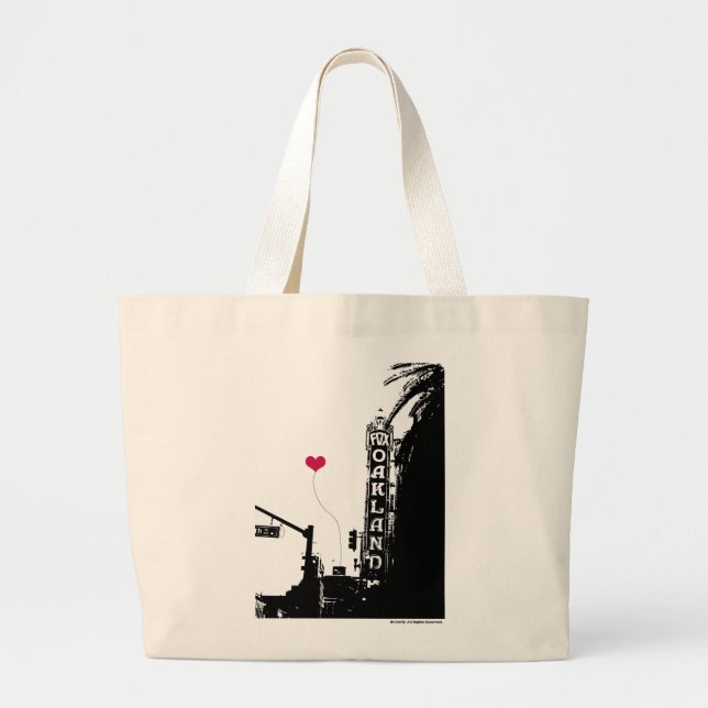 Grand Tote Bag Oakland Fox Theatre avec Red Heart (Devant)