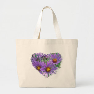 Grand Tote Bag Objets de correspondance Fleur sauvage Asters Auto