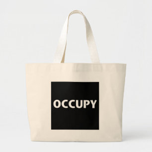 Grand Tote Bag Occupy (blanc sur noir)