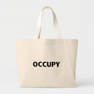 Grand Tote Bag Occupy (noir sur blanc)