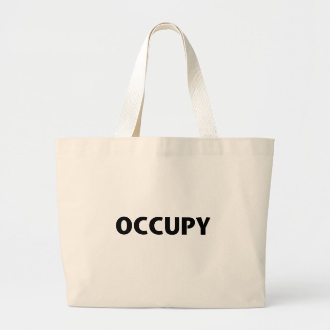 Grand Tote Bag Occupy (noir sur blanc) (Devant)