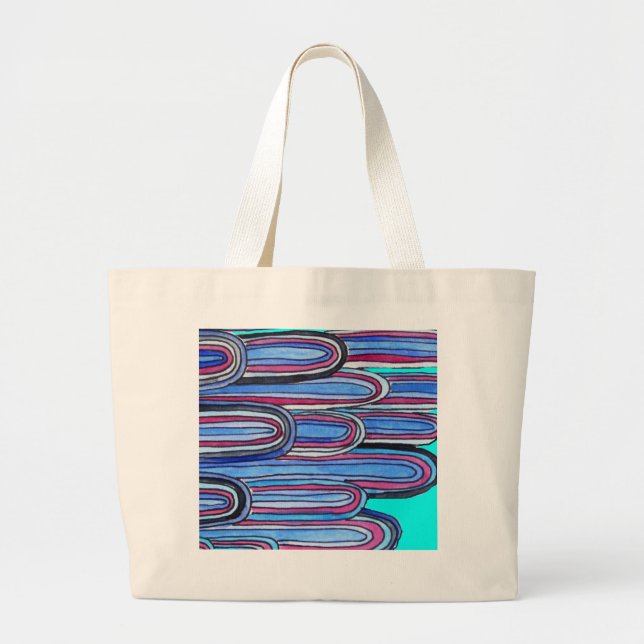 Grand Tote Bag Ocean Waves aqua blue pattern (Devant)