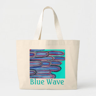 Grand Tote Bag Ocean Waves "Blue Wave" aqua bleu art