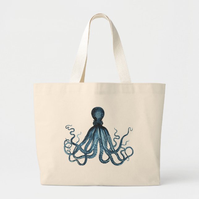 Grand Tote Bag Octopus kraken nautical coastal ocean beach sea (Devant)