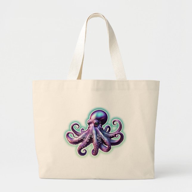 Grand Tote Bag Octopus pourpre (Devant)
