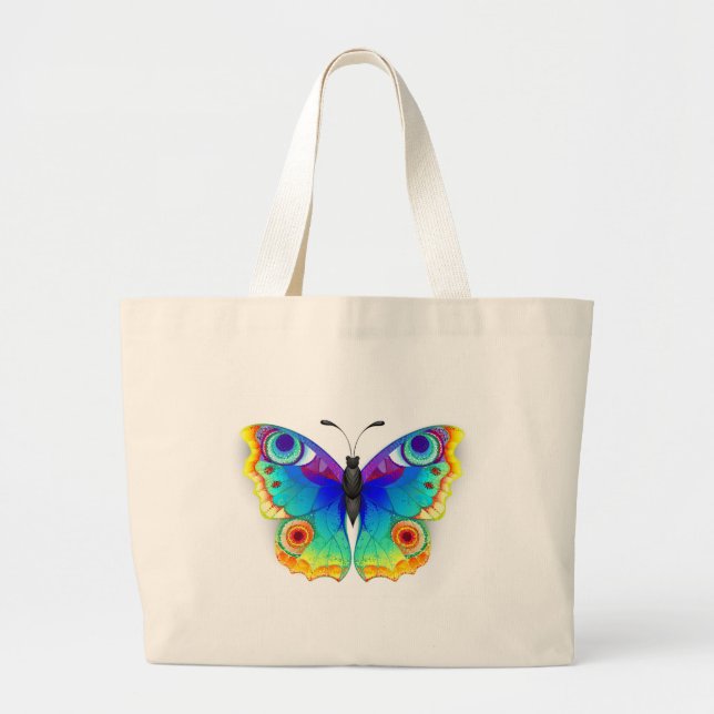 Grand Tote Bag Oeil de paon arc-en-ciel (Devant)