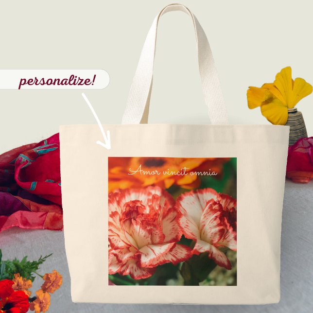 Grand Tote Bag Oeillets rayés et gerbera (Créateur téléchargé)