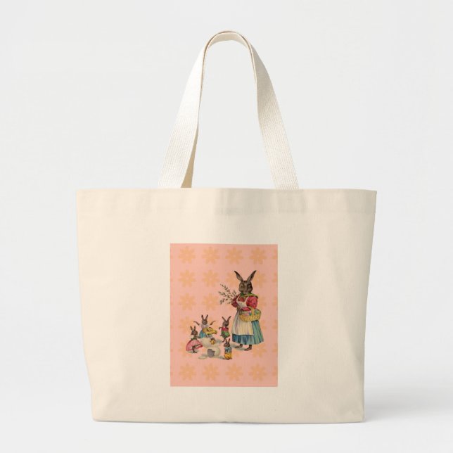 Grand Tote Bag Oeufs de lapin de Pâques (Devant)