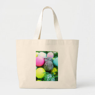 Grand Tote Bag Oeufs de Pâques, Lapin, Ballons de golf